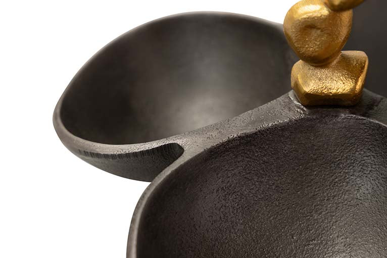 CENTRO DE MESA ALUMINIO NEGRO DORADO 28x22x18 CM