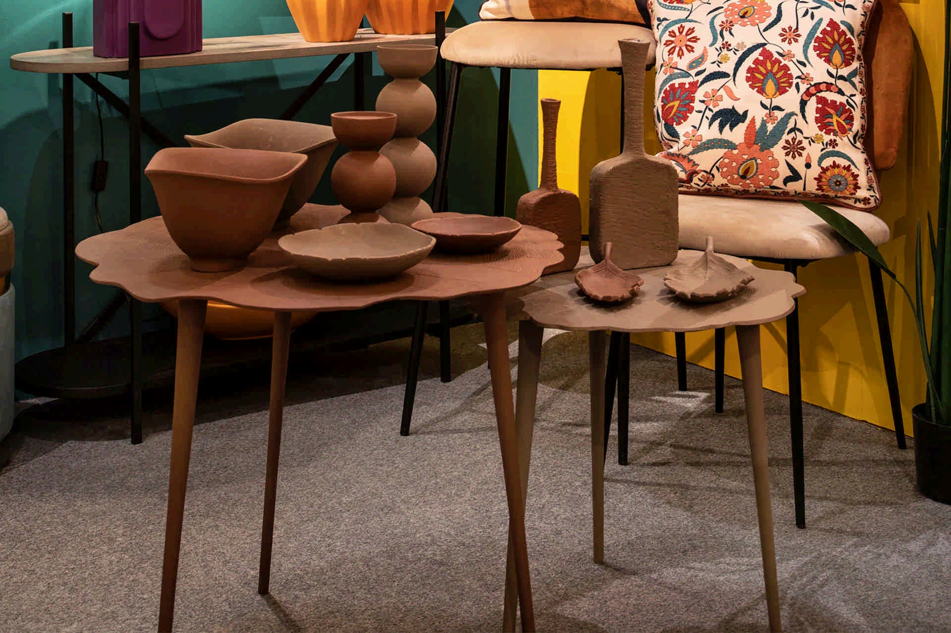 SET 2 ALUMINUM TABLES 62x62x54 50x50x45 CM