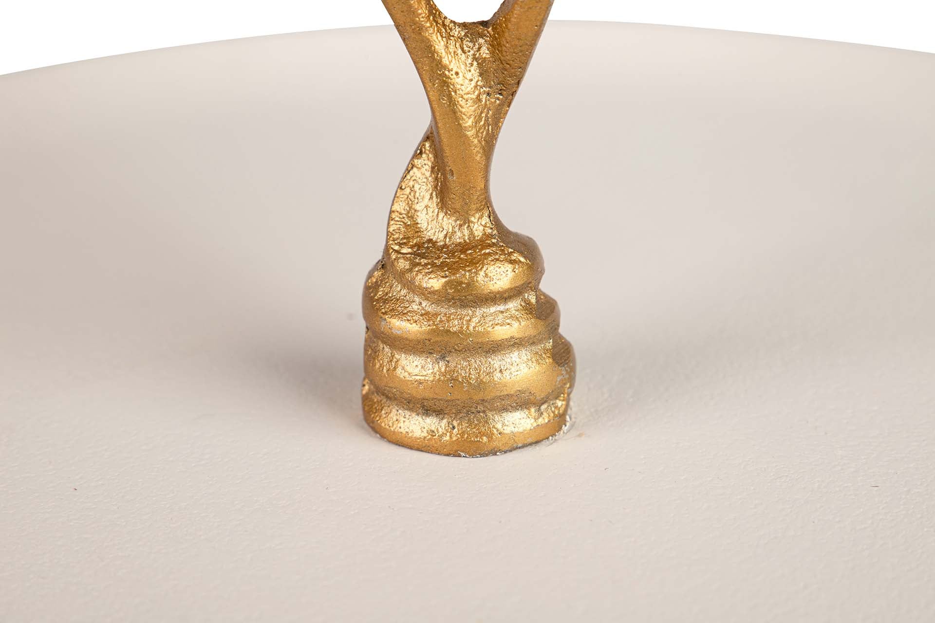 CENTRO DE MESA DE ALUMÍNIO BRANCO E DOURADO 28x28x28 CM