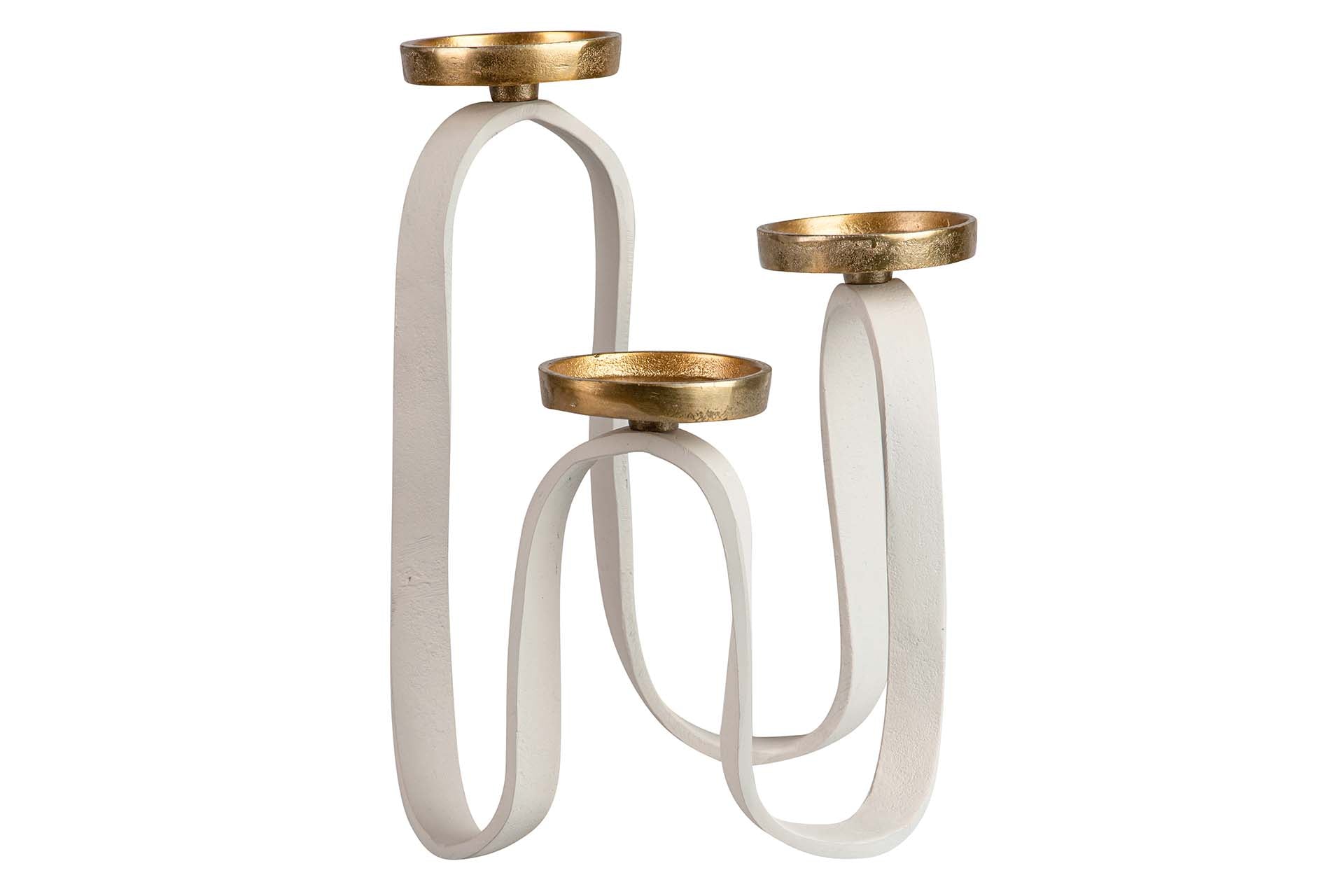 CANDELABRO ALUMINIO BLANCO / DORADO 23x24x31 CM