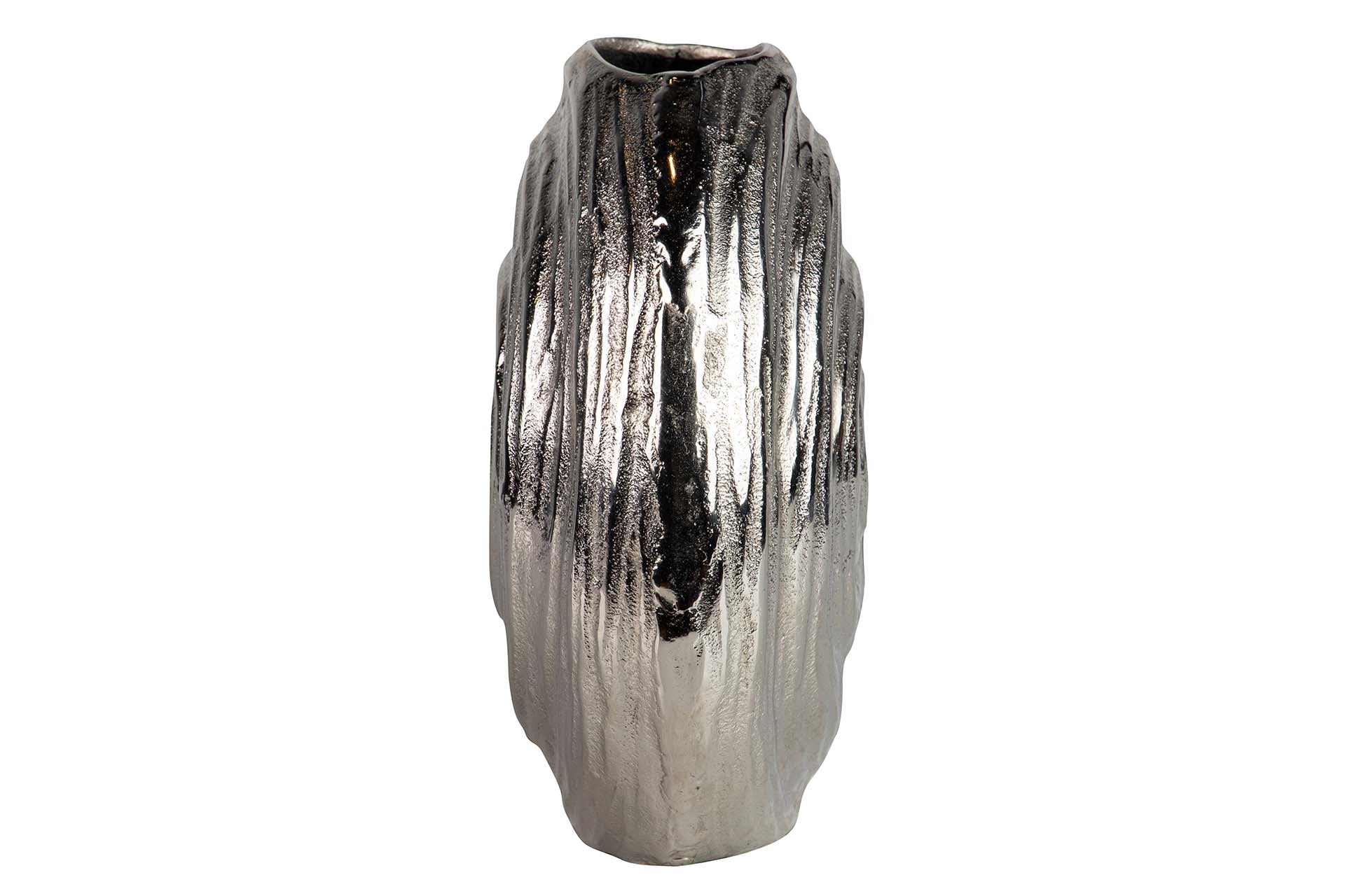 SILVER ALUMINUM VASE 32x14x29 CM