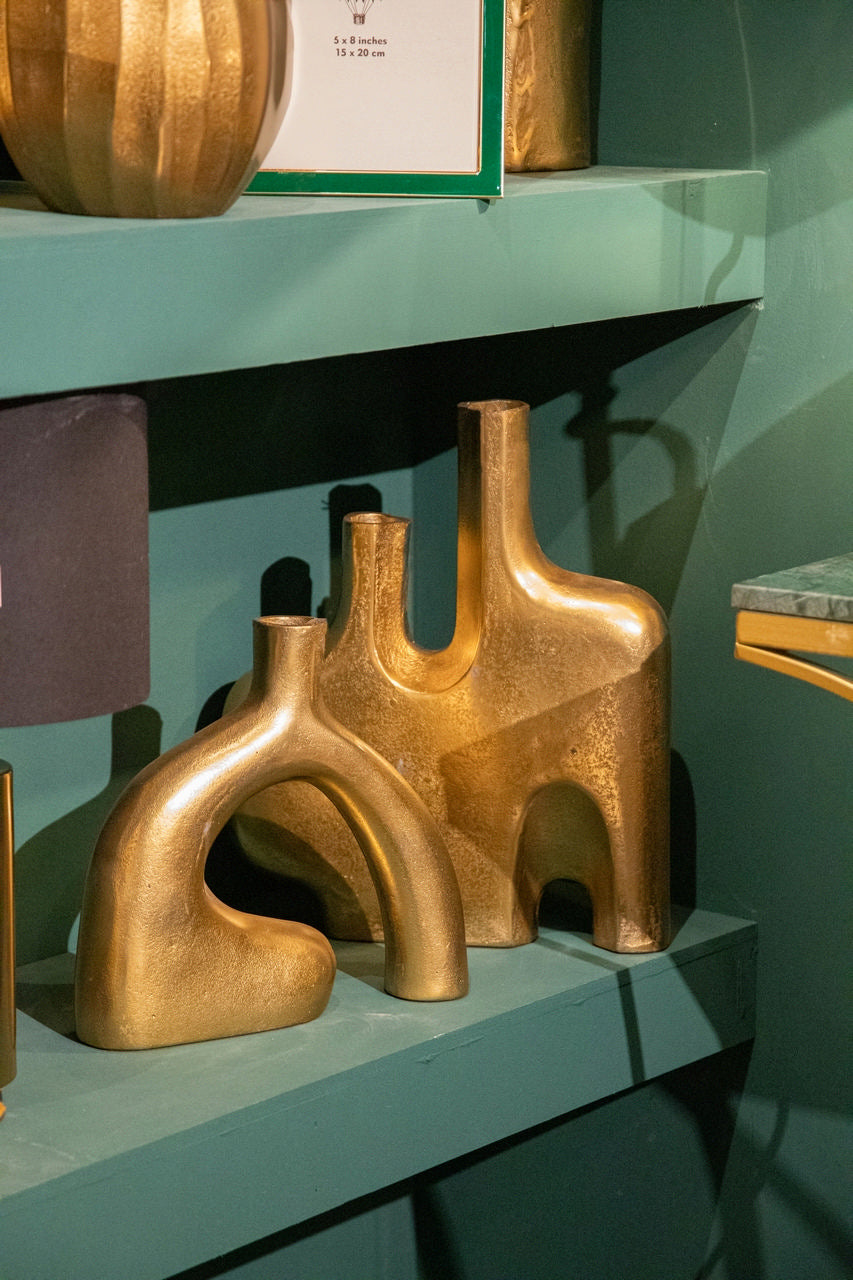 GOLD ALUMINUM VASE 26x7x24 CM