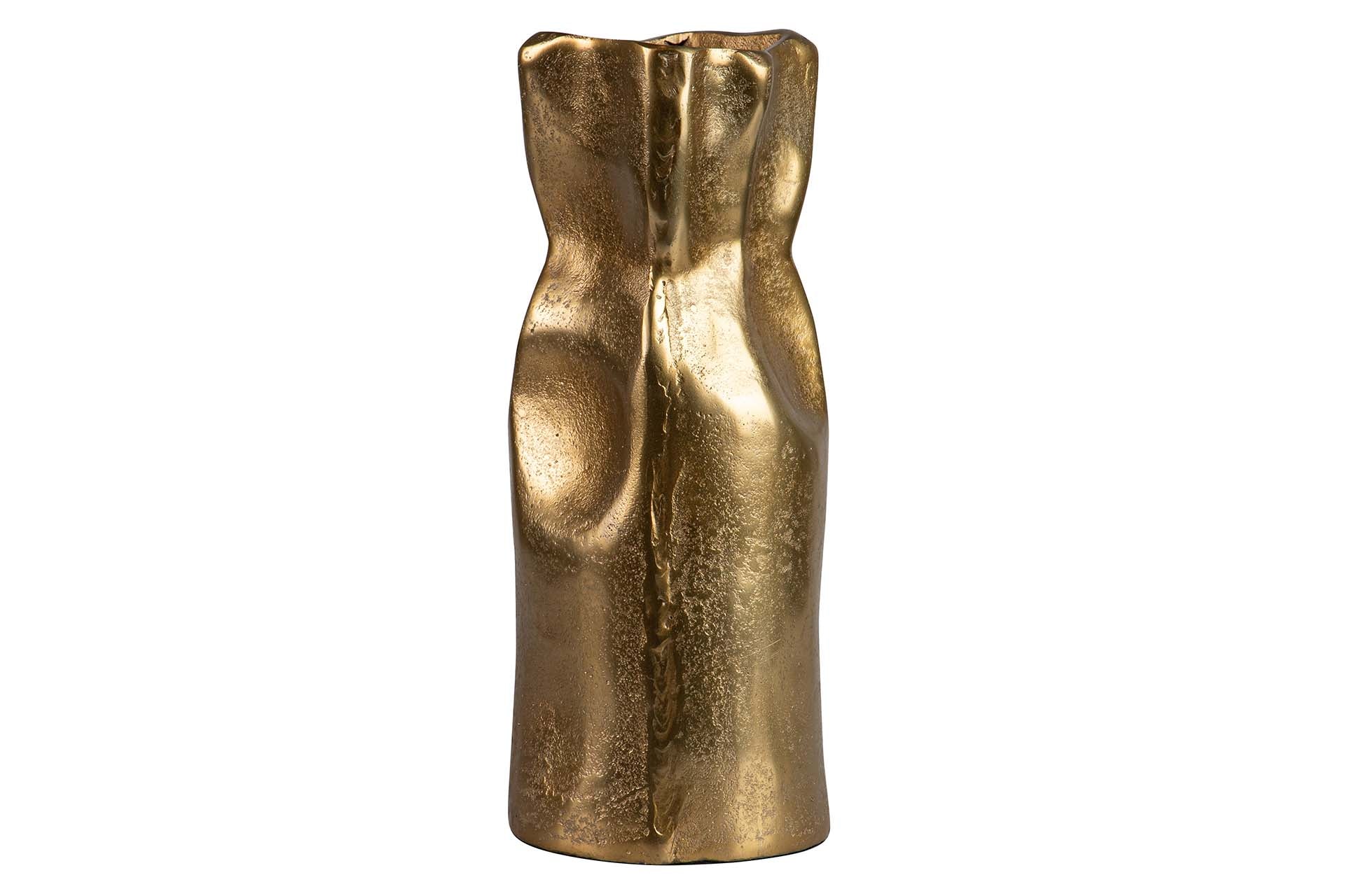 GOLD ALUMINUM VASE 14x13x35 CM