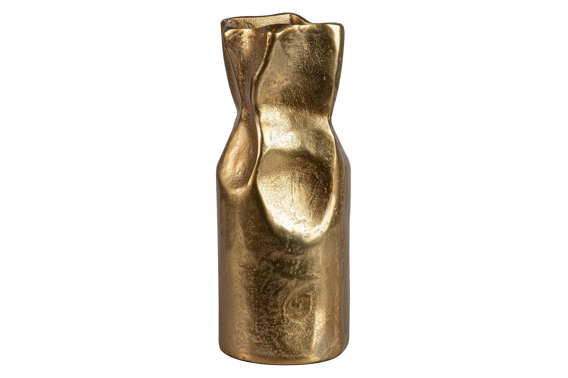 GOLD ALUMINUM VASE 14x13x35 CM