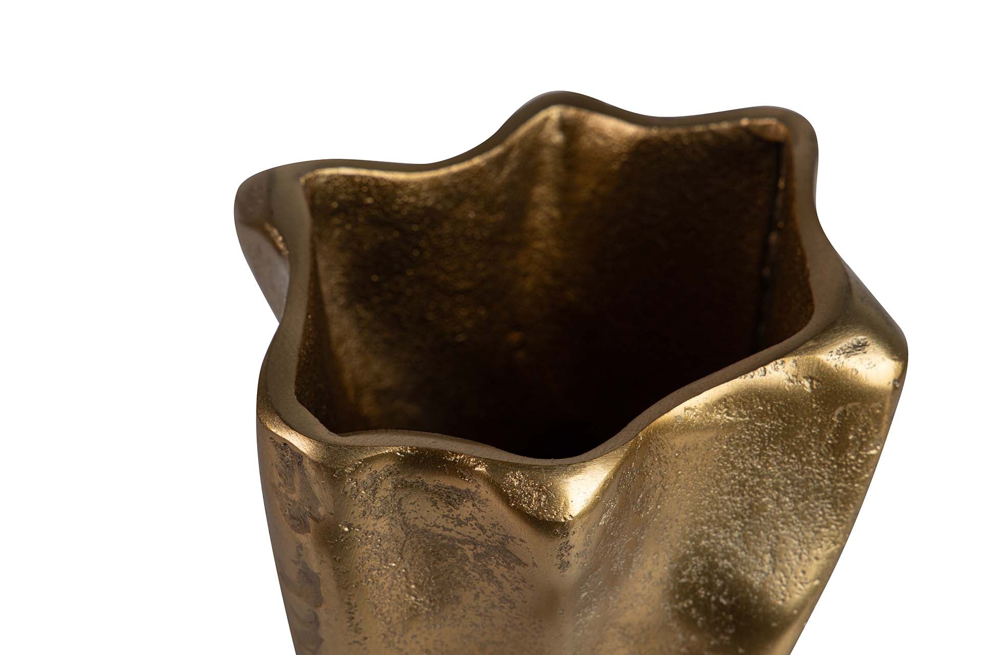 GOLD ALUMINUM VASE 14x13x35 CM