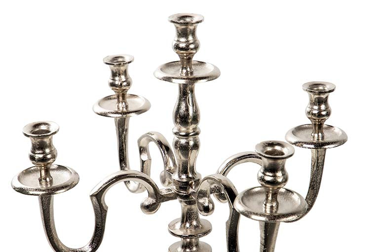 CANDELABRO 5 BRAZOS ALUMINIO PLATEADO 50x50x94 CM