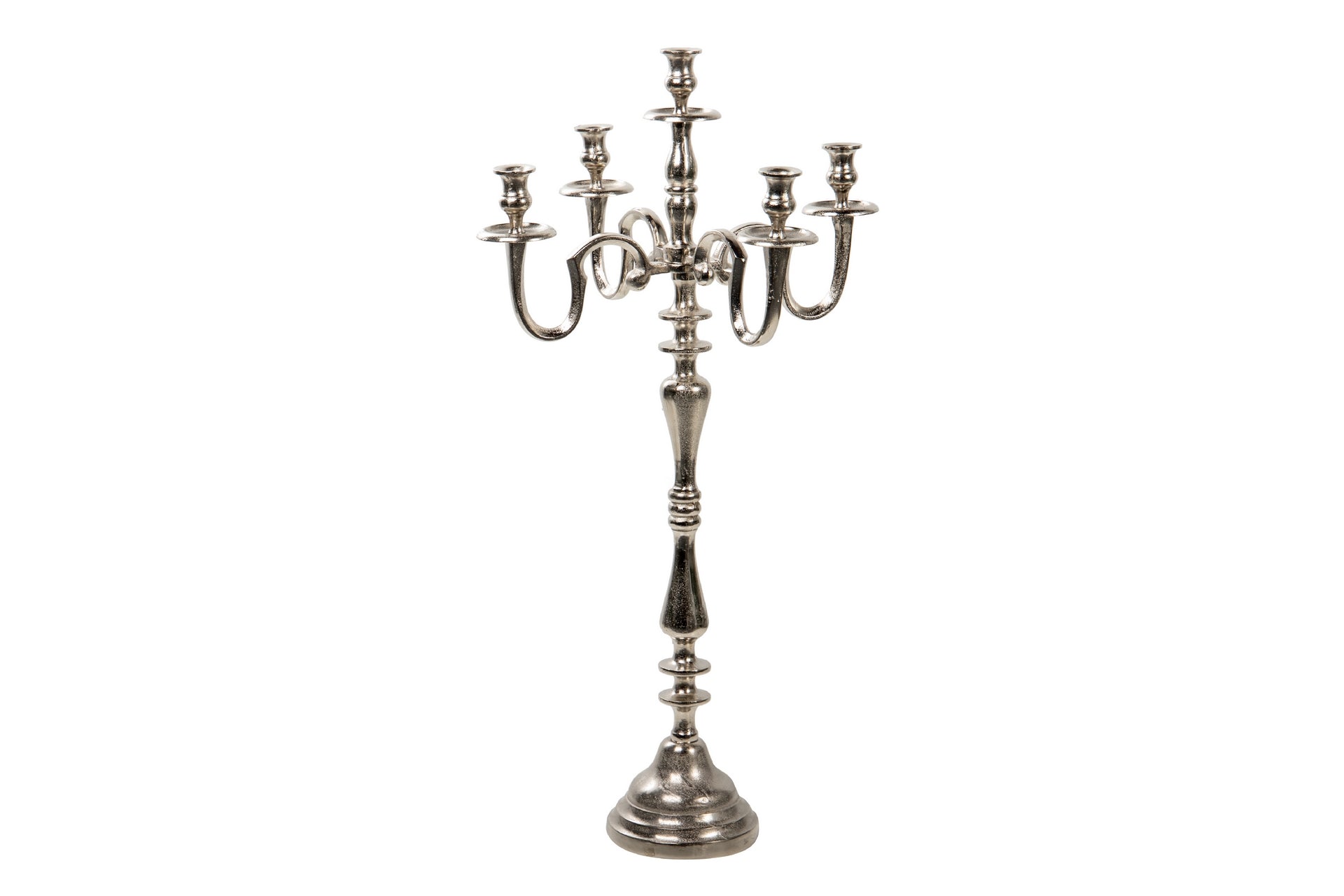 CANDELABRO 5 BRAZOS ALUMINIO PLATEADO 50x50x94 CM