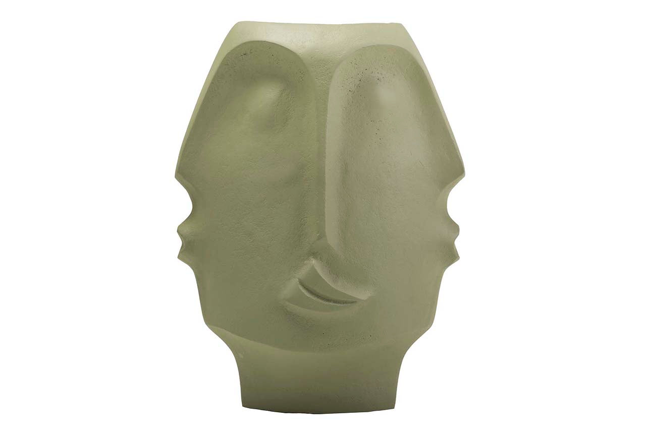 JARRON CARA ALUMINIO VERDE 21x14x27 CM