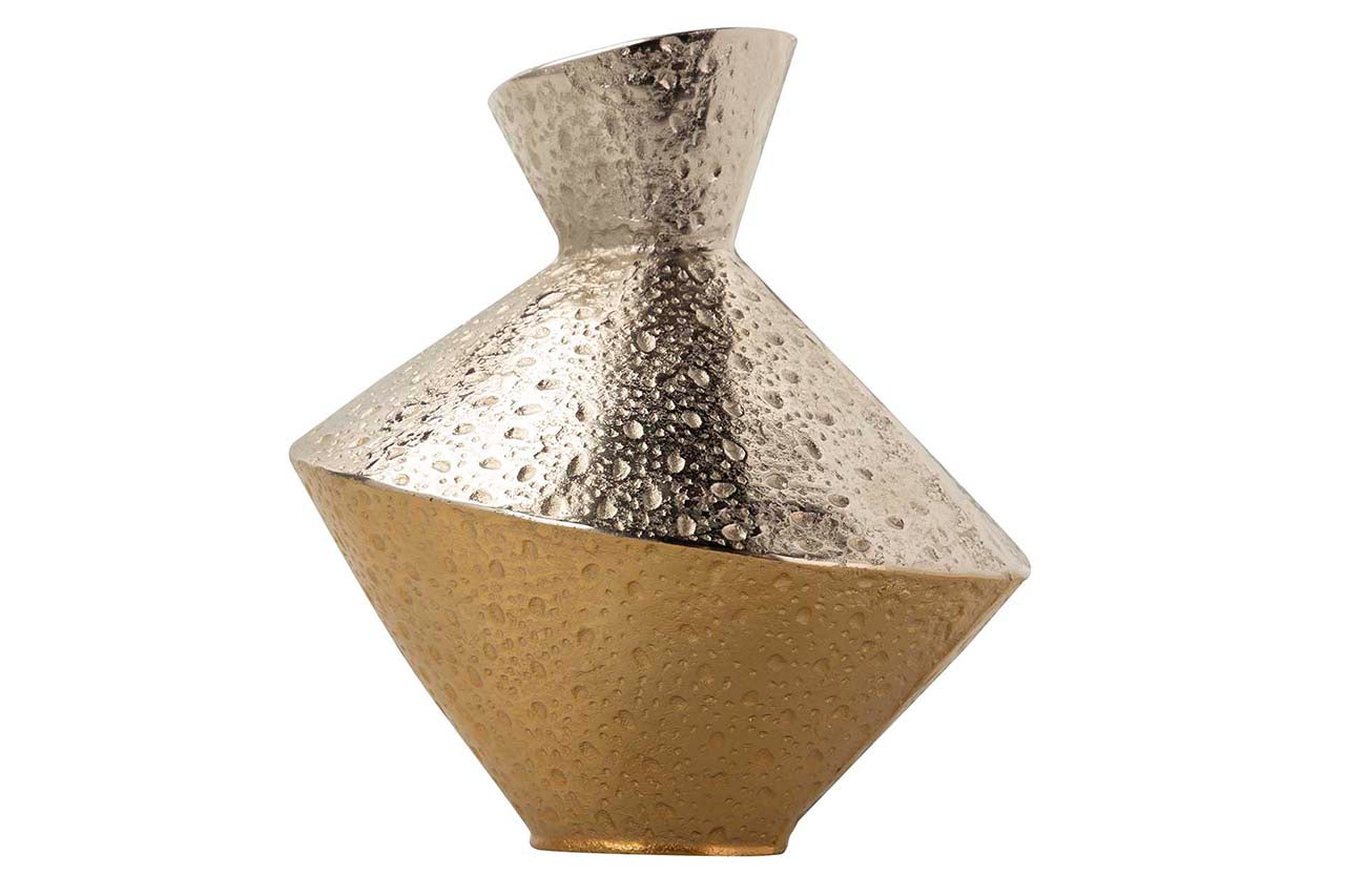 SILVER / GOLD ALUMINUM VASE 23x23x22 CM