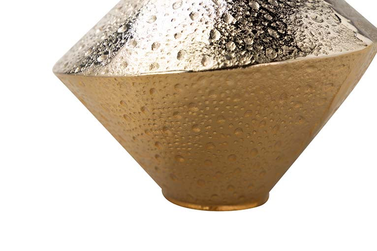 SILVER / GOLD ALUMINUM VASE 23x23x22 CM