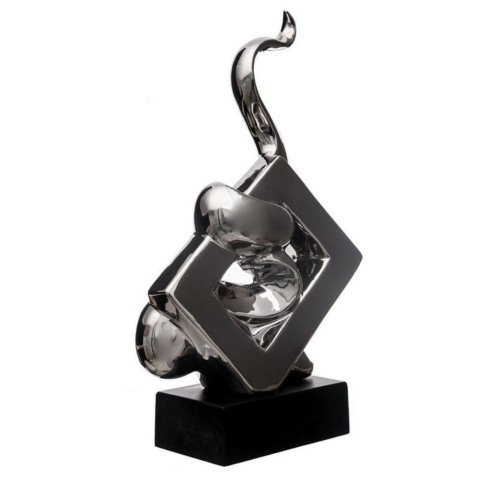Escultura Plata-Negro Cerámica 26,50 X 12 X 44 Cm