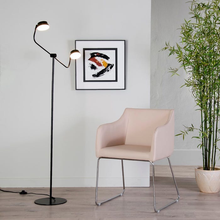 Luminária de chão LED moderna em aço preto 70 x 70 x 154 cm