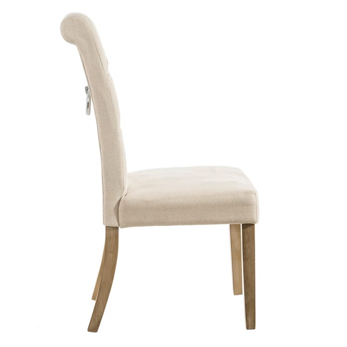 Silla Capitone Crema Tejido-Madera 48 X 45 X 105 Cm