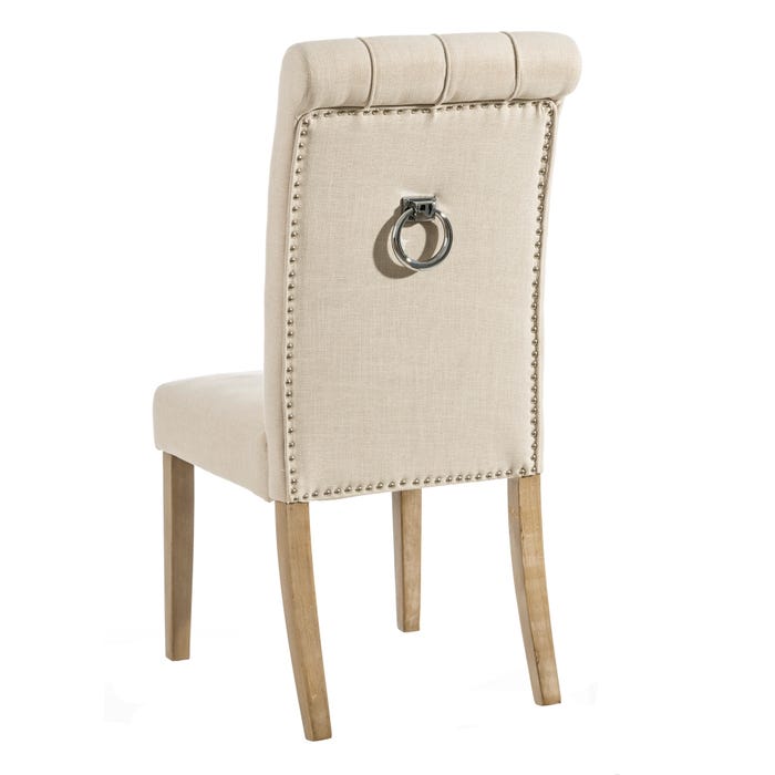 Silla Capitone Crema Tejido-Madera 48 X 45 X 105 Cm