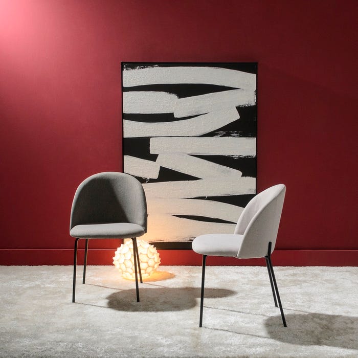 Silla Beige Tejido-Metal Moderno Salón 50 X 54 X 78,50 Cm