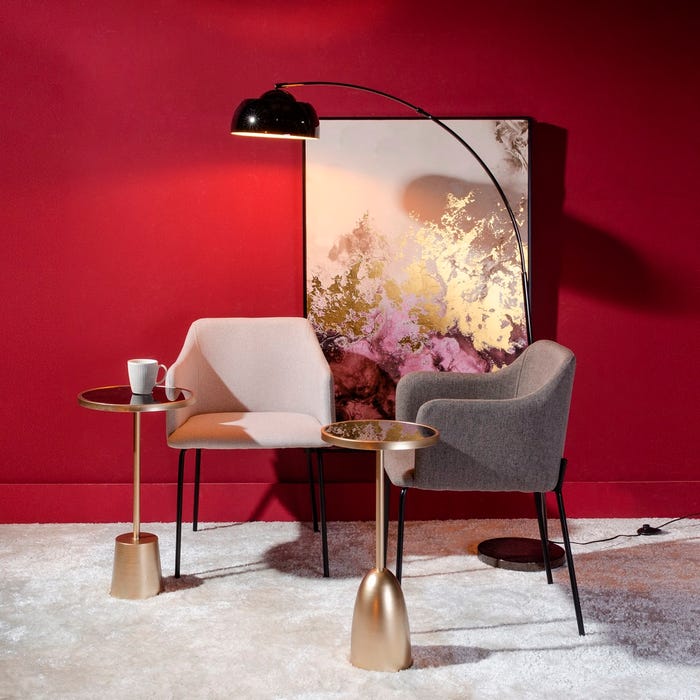 Modern Gray Fabric-Metal Chair Living Room 52.50 X 53 X 77 Cm