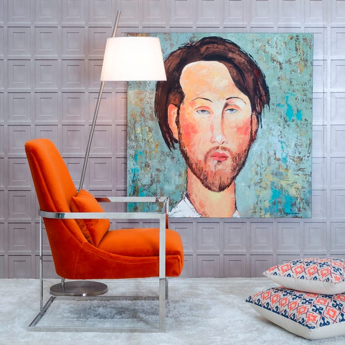 Sillón Naranja Tejido-Acero Inoxidable 67 X 83 X 97 Cm