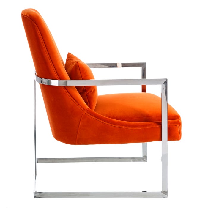 Poltrona de tecido laranja e aço inoxidável 67 x 83 x 97 cm