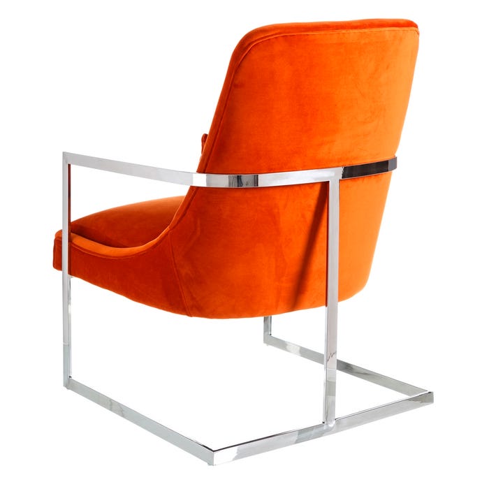 Poltrona de tecido laranja e aço inoxidável 67 x 83 x 97 cm
