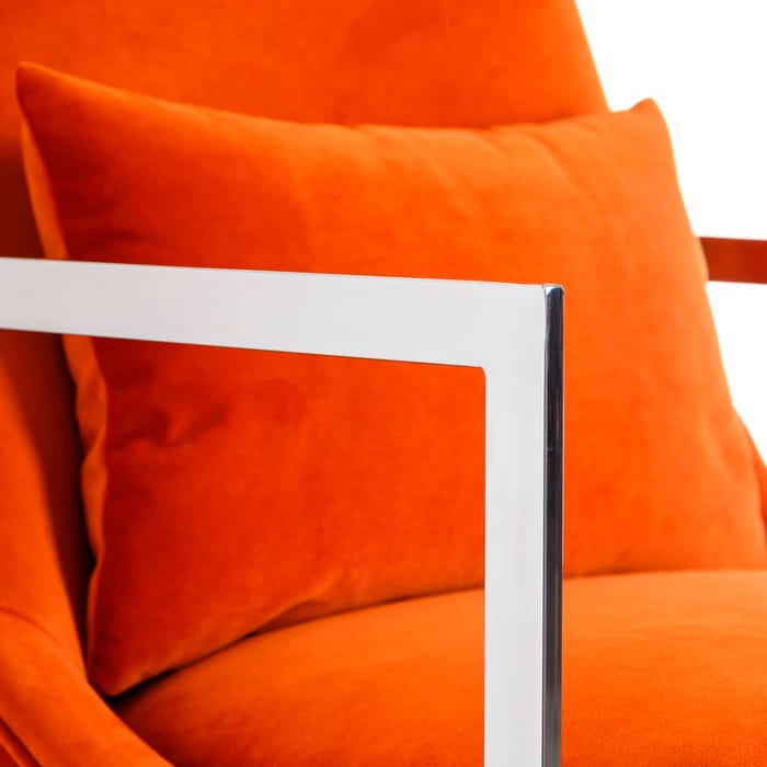 Poltrona de tecido laranja e aço inoxidável 67 x 83 x 97 cm