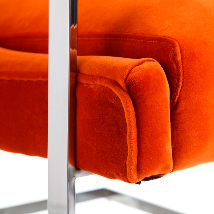 Poltrona de tecido laranja e aço inoxidável 67 x 83 x 97 cm