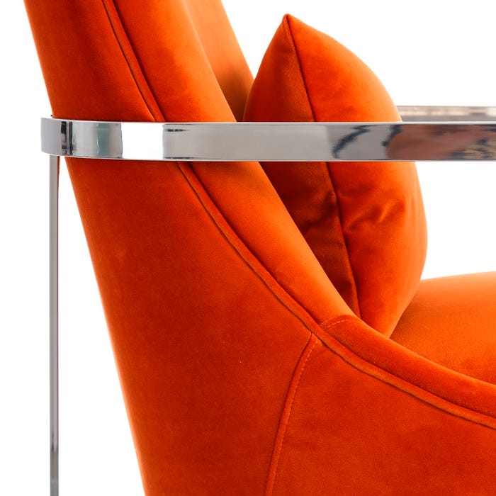 Poltrona de tecido laranja e aço inoxidável 67 x 83 x 97 cm