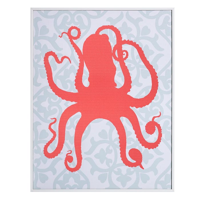 Cuadro Impresión Pulpo 2/M Gris-Rojo 28 X 2 X 36 Cm