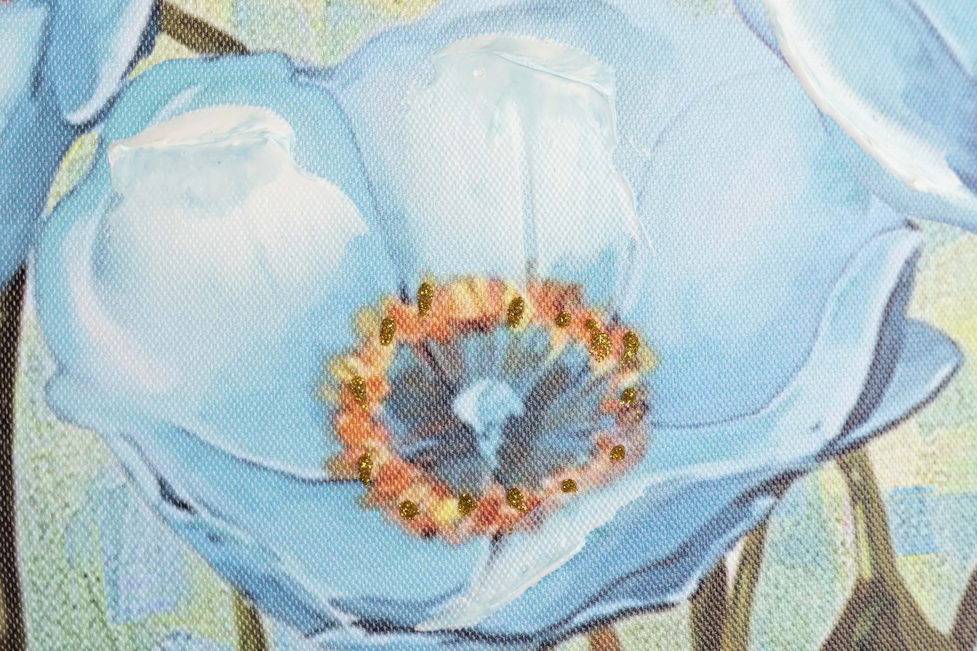 CONJUNTO DE 2 FLORES EM TELA 40% PINTADA À MÃO 40x2x40 CM