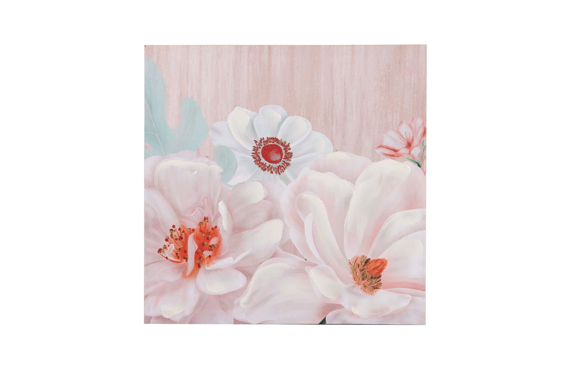 CONJUNTO DE 2 TELAS DE FLORES 40% PINTADA À MÃO 40x2x40 CM