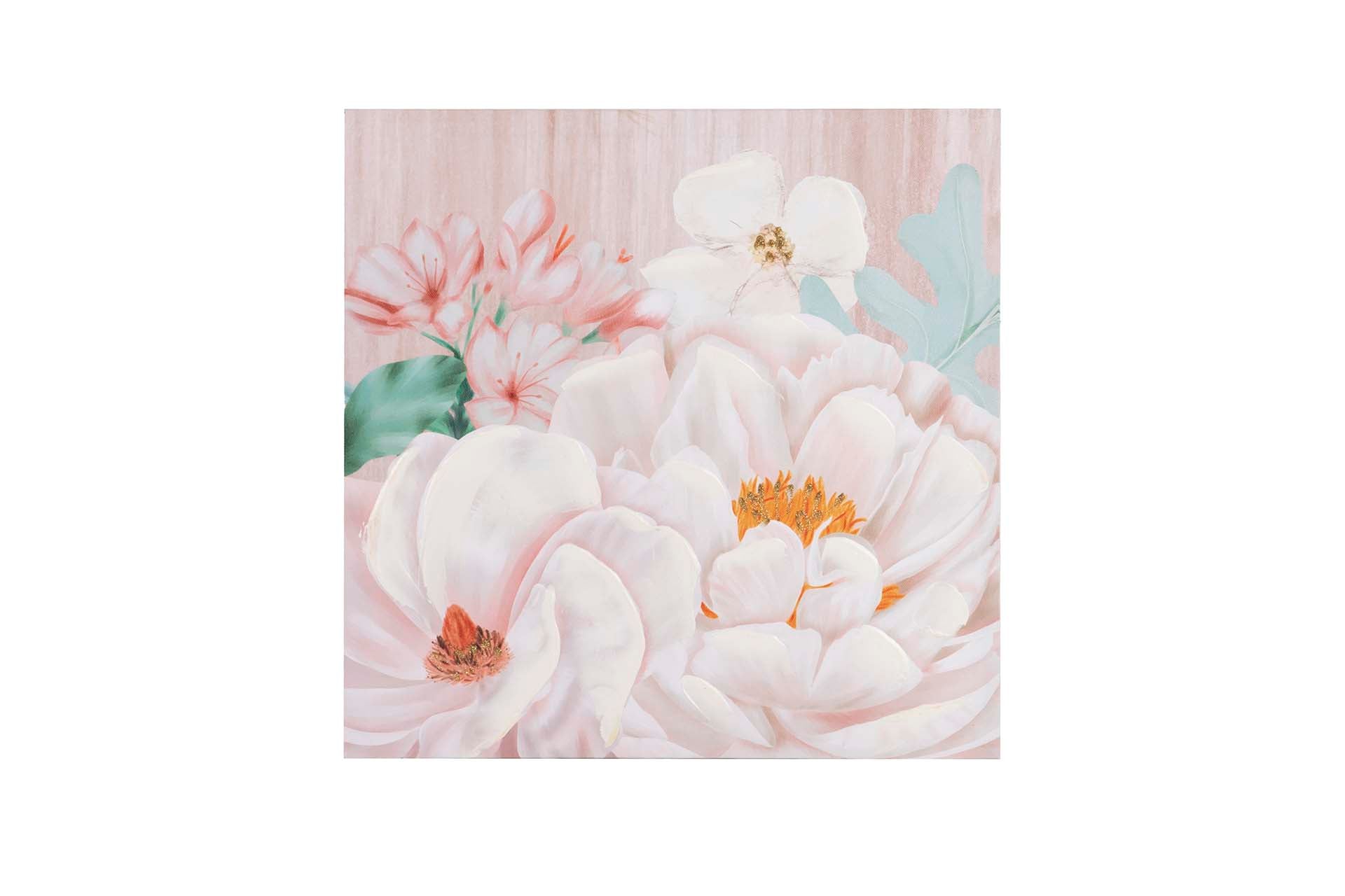 SET OF 2 CANVASES OF FLOWERS 40% HAND PAINTED 40x2x40 CM