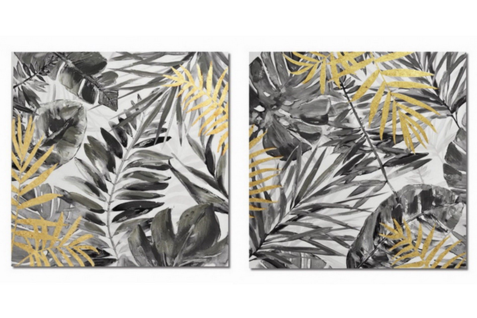 SET OF 2 LEAF CANVASES 40% HAND PAINTED 60x3x60 CM