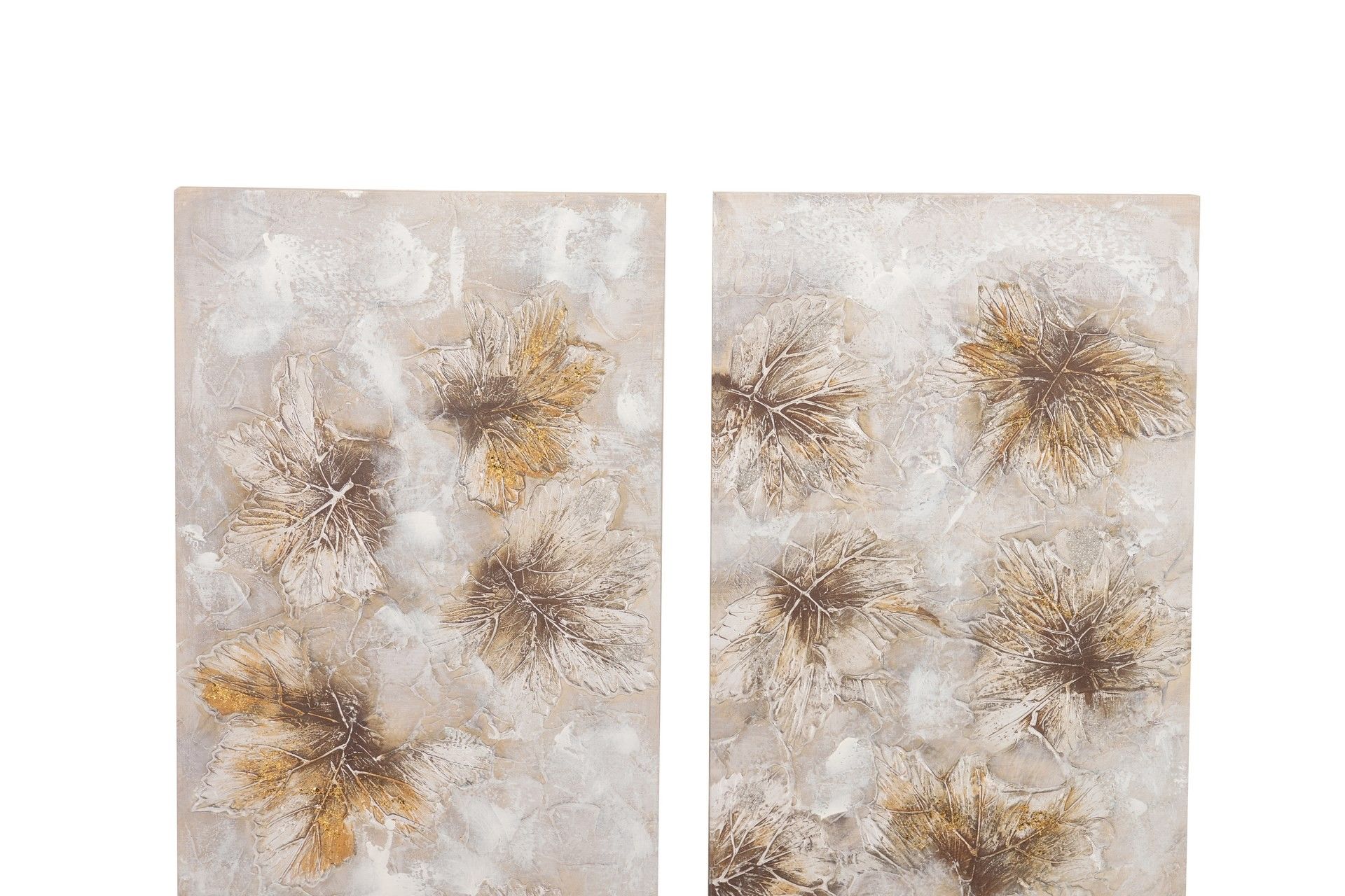 SET OF 2 CANVASES OF FLOWERS 40% HAND PAINTED 40x3x120 CM