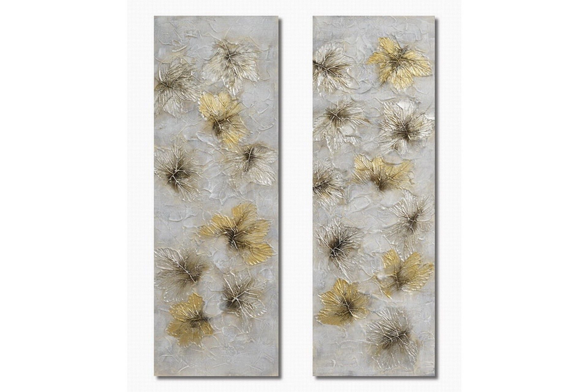 SET OF 2 CANVASES OF FLOWERS 40% HAND PAINTED 40x3x120 CM