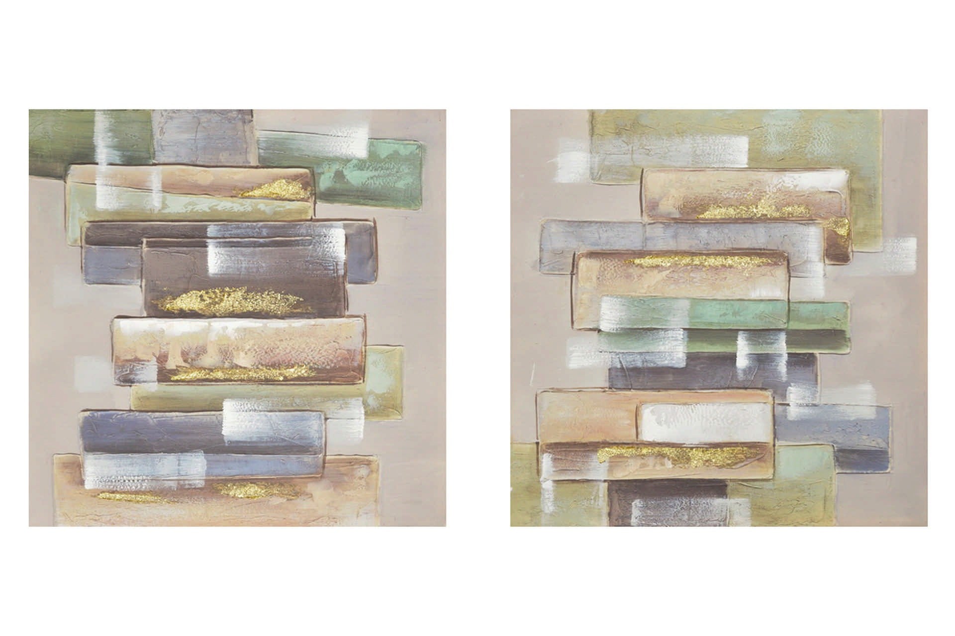 SET OF 2 ABSTRACT CANVASES. 40% HAND PAINTED 60x3x60 CM