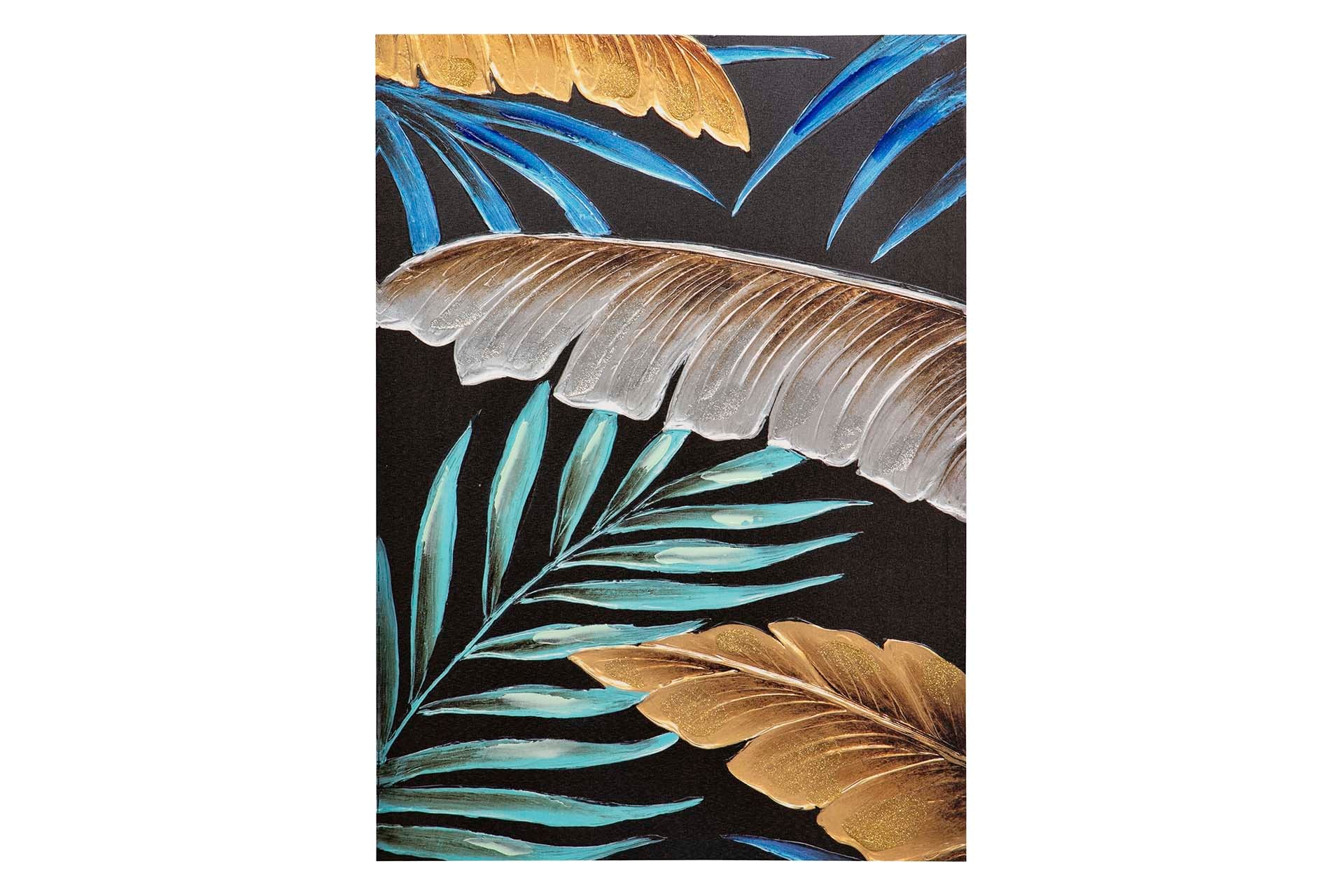 SET 2 LIENZOS HOJAS 40% PINTADO MANO 50x3x70 CM