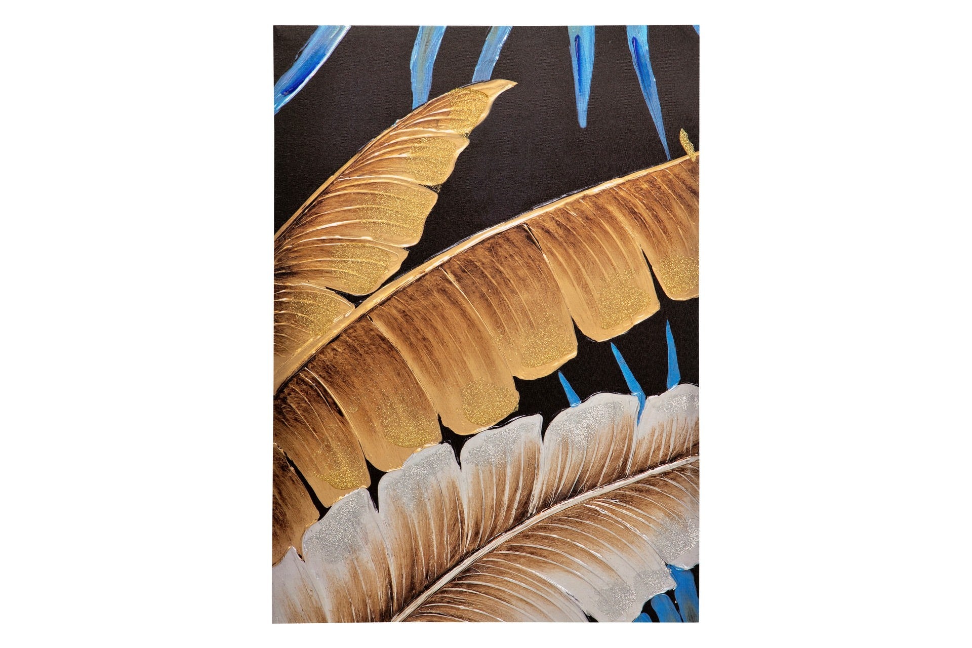 SET OF 2 CANVASES LEAVES 40% HAND PAINTED 50x3x70 CM