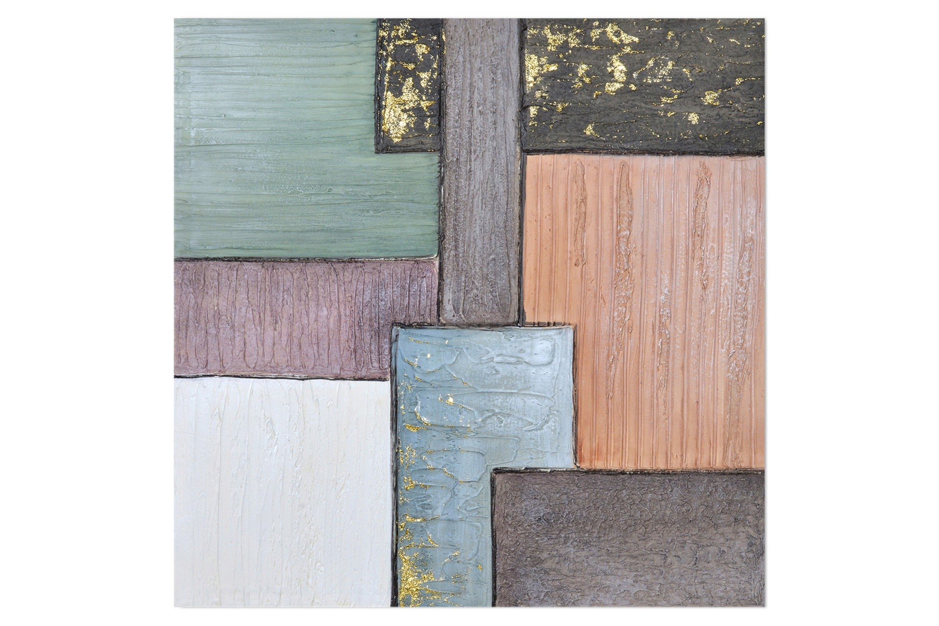 CONJUNTO DE 2 TELAS ABSTRATAS, 40% PINTADAS À MÃO, 60x3x60 CM