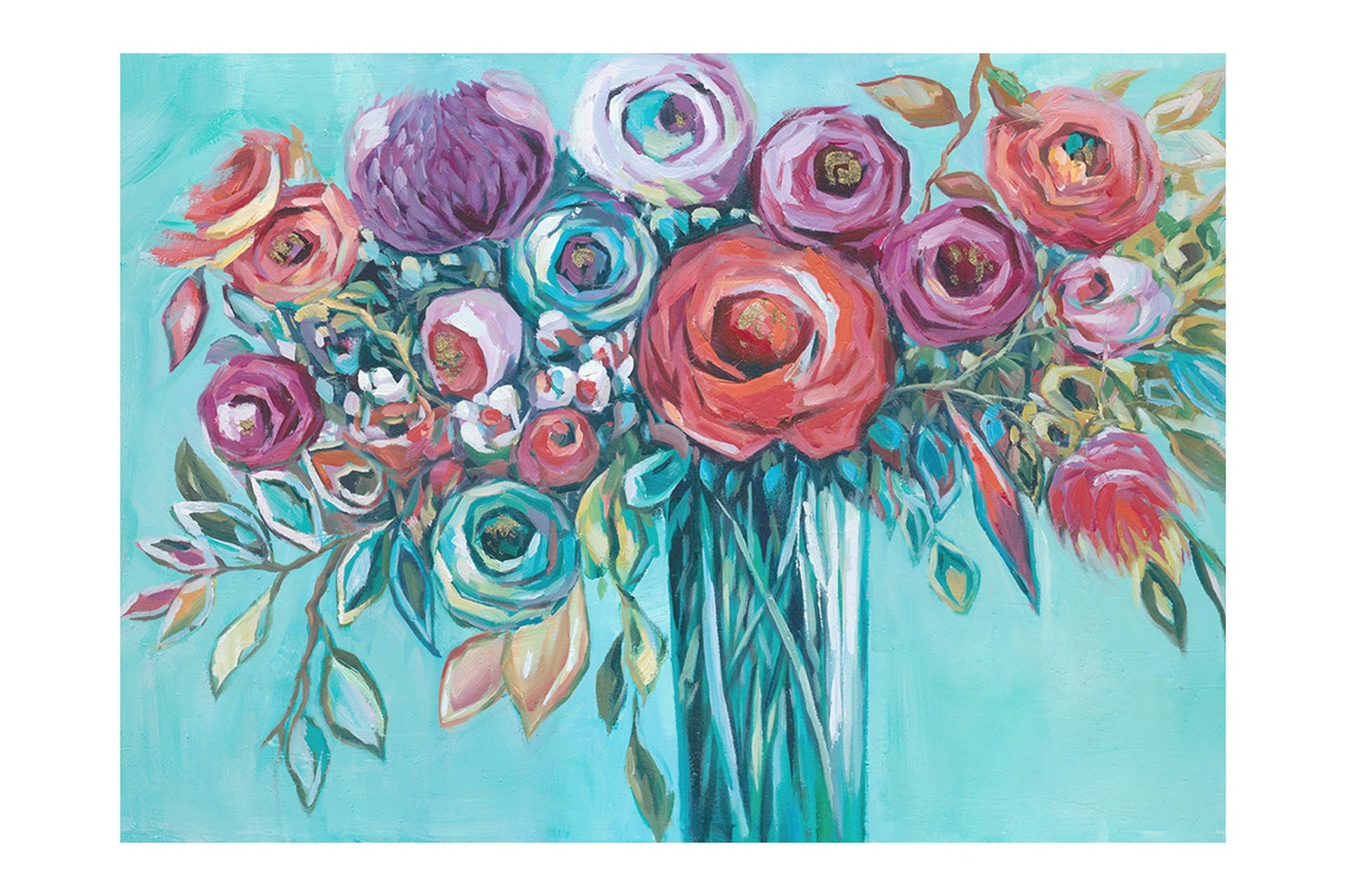 SET OF 2 CANVASES WITH FLOWERS, 40% HAND PAINTED, 70x3x50 CM