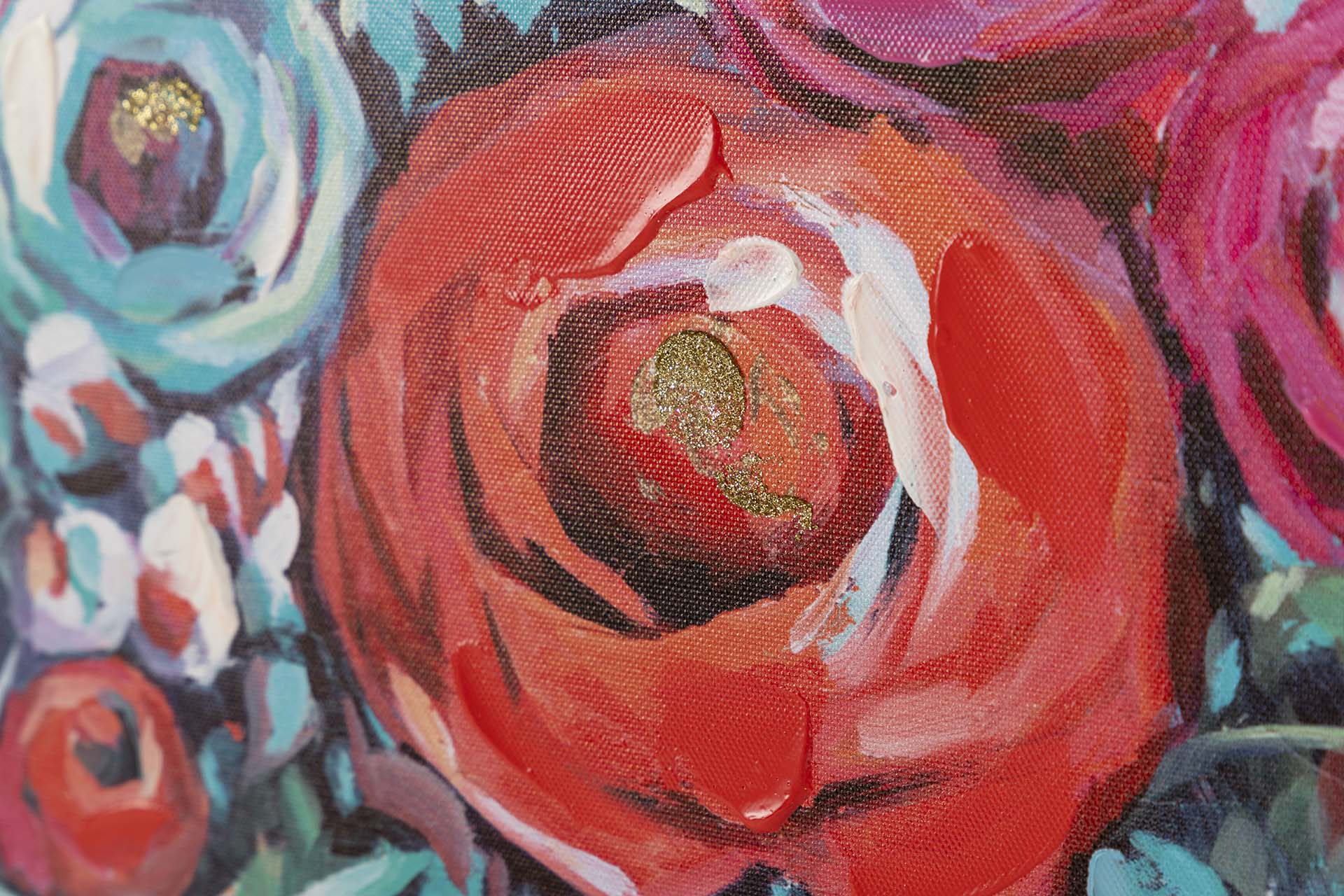 SET OF 2 CANVASES WITH FLOWERS, 40% HAND PAINTED, 70x3x50 CM