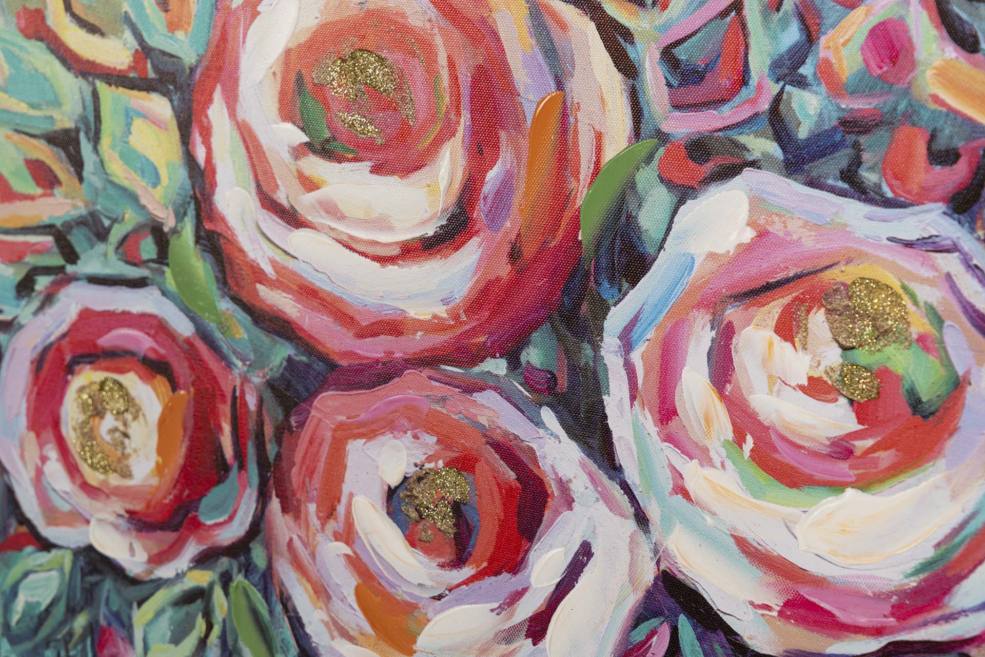 SET OF 2 CANVASES WITH FLOWERS, 40% HAND PAINTED, 70x3x50 CM