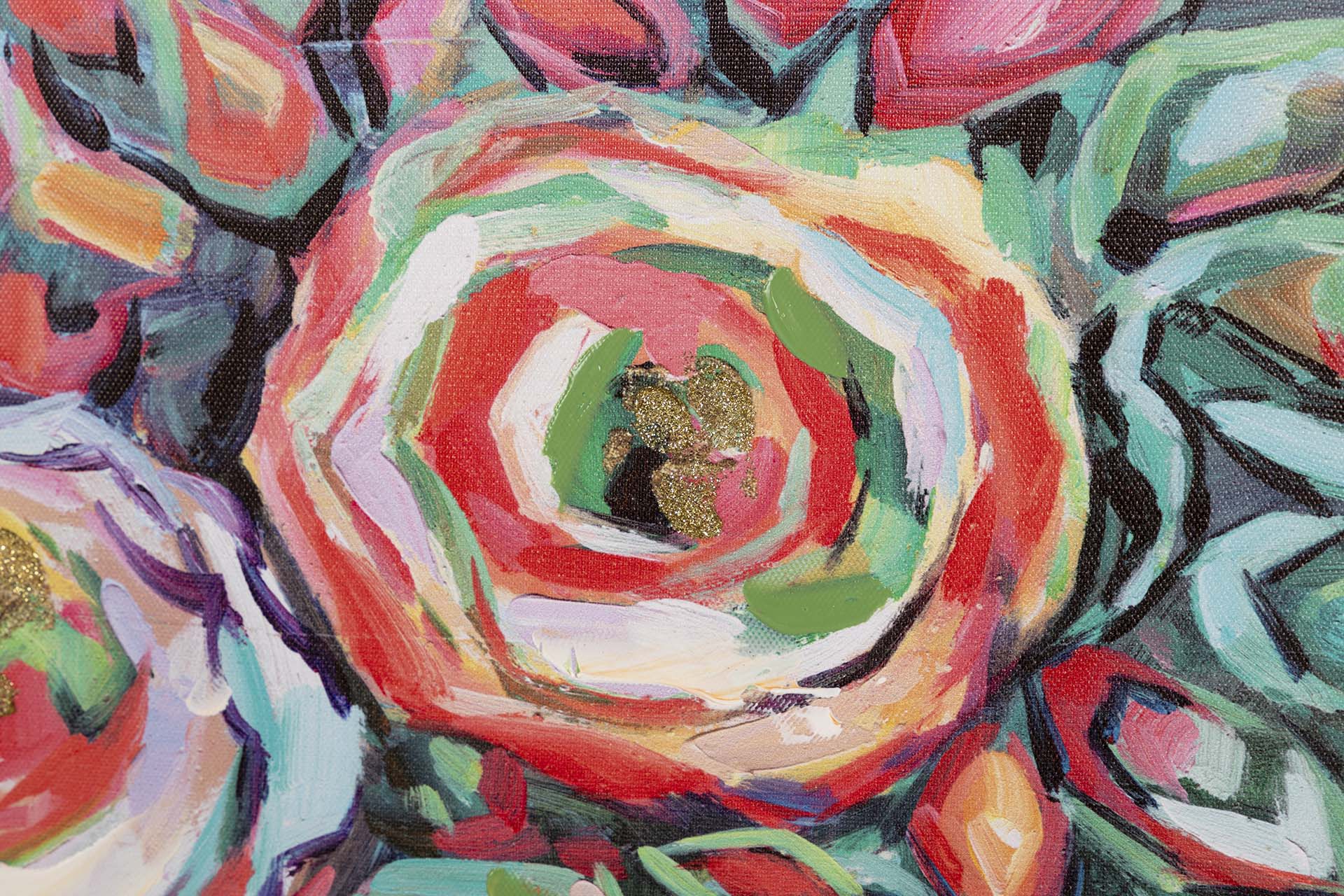 CONJUNTO DE 2 TELAS COM FLORES, 40% PINTADA À MÃO, 70x3x50 CM