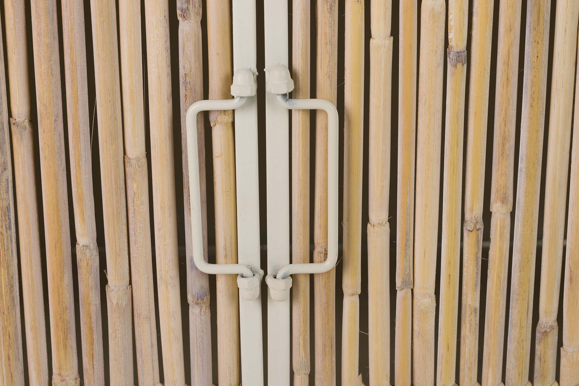 CONSOLA DE METAL DE BAMBU BEGE MARROM 135x41x80 CM