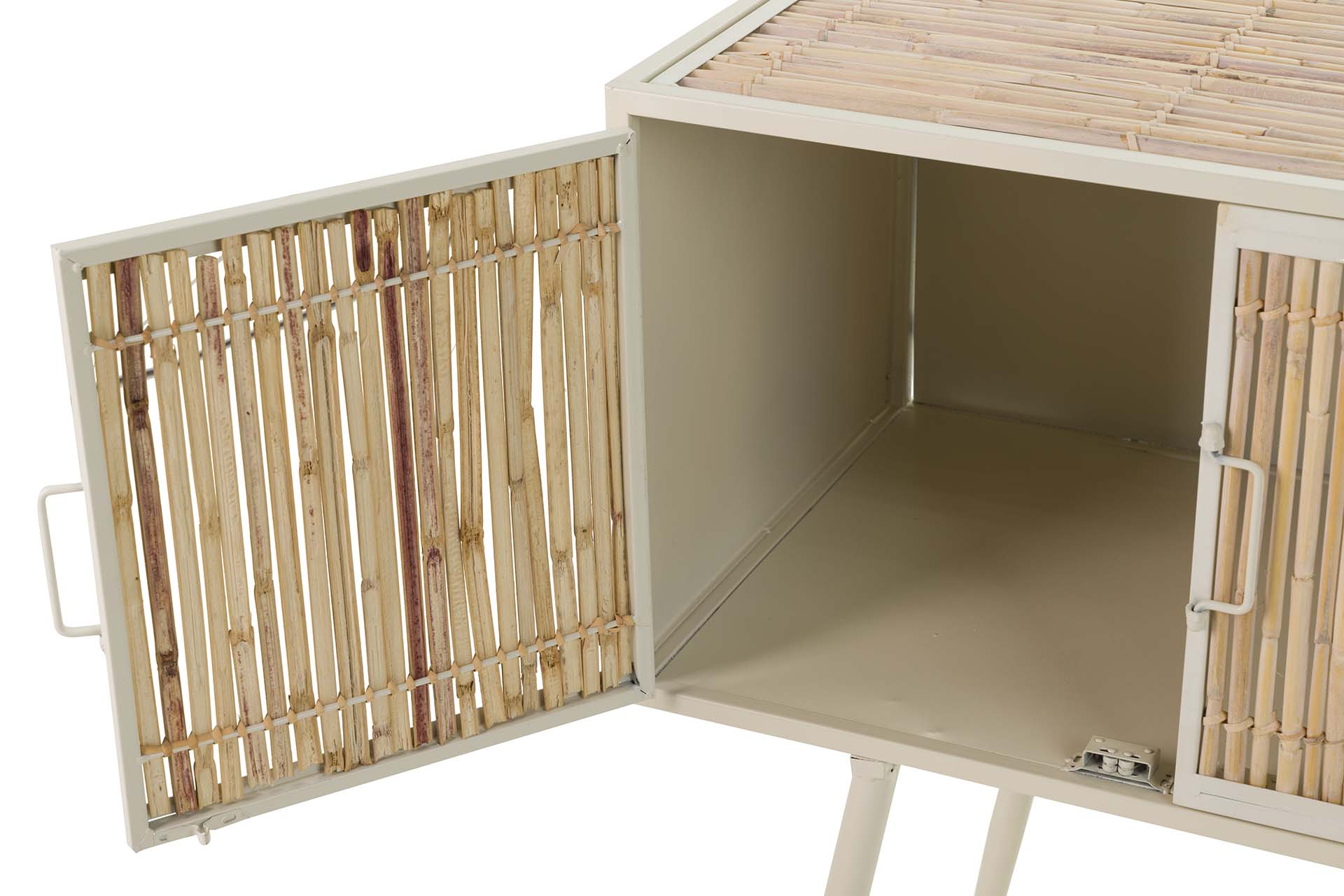 CONSOLA DE METAL DE BAMBU BEGE MARROM 135x41x80 CM