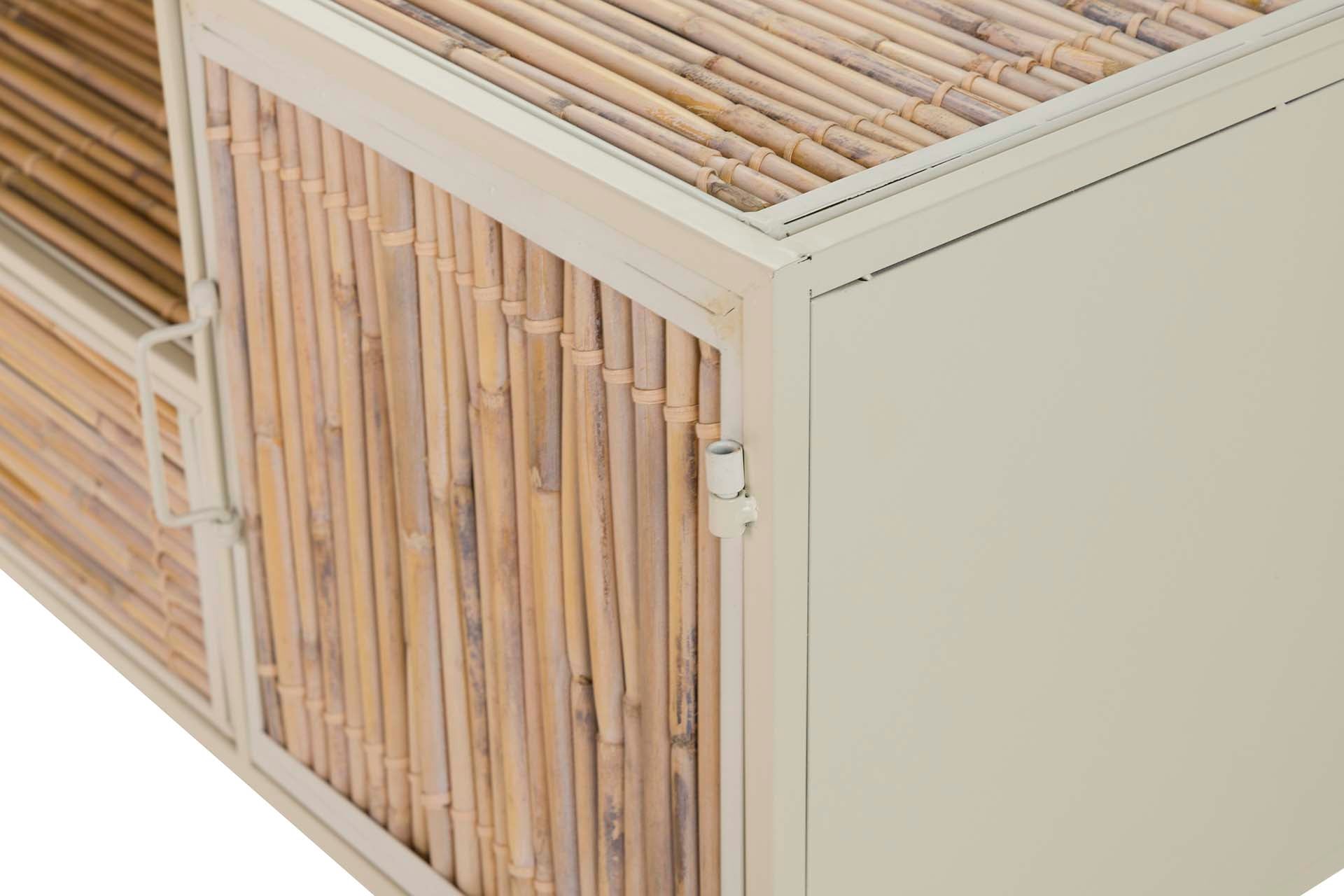 CONSOLA DE METAL DE BAMBU BEGE MARROM 135x41x80 CM