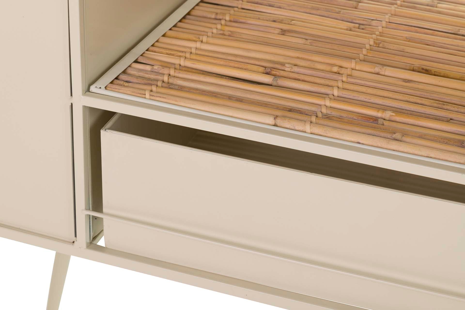CONSOLA DE METAL DE BAMBU BEGE MARROM 135x41x80 CM