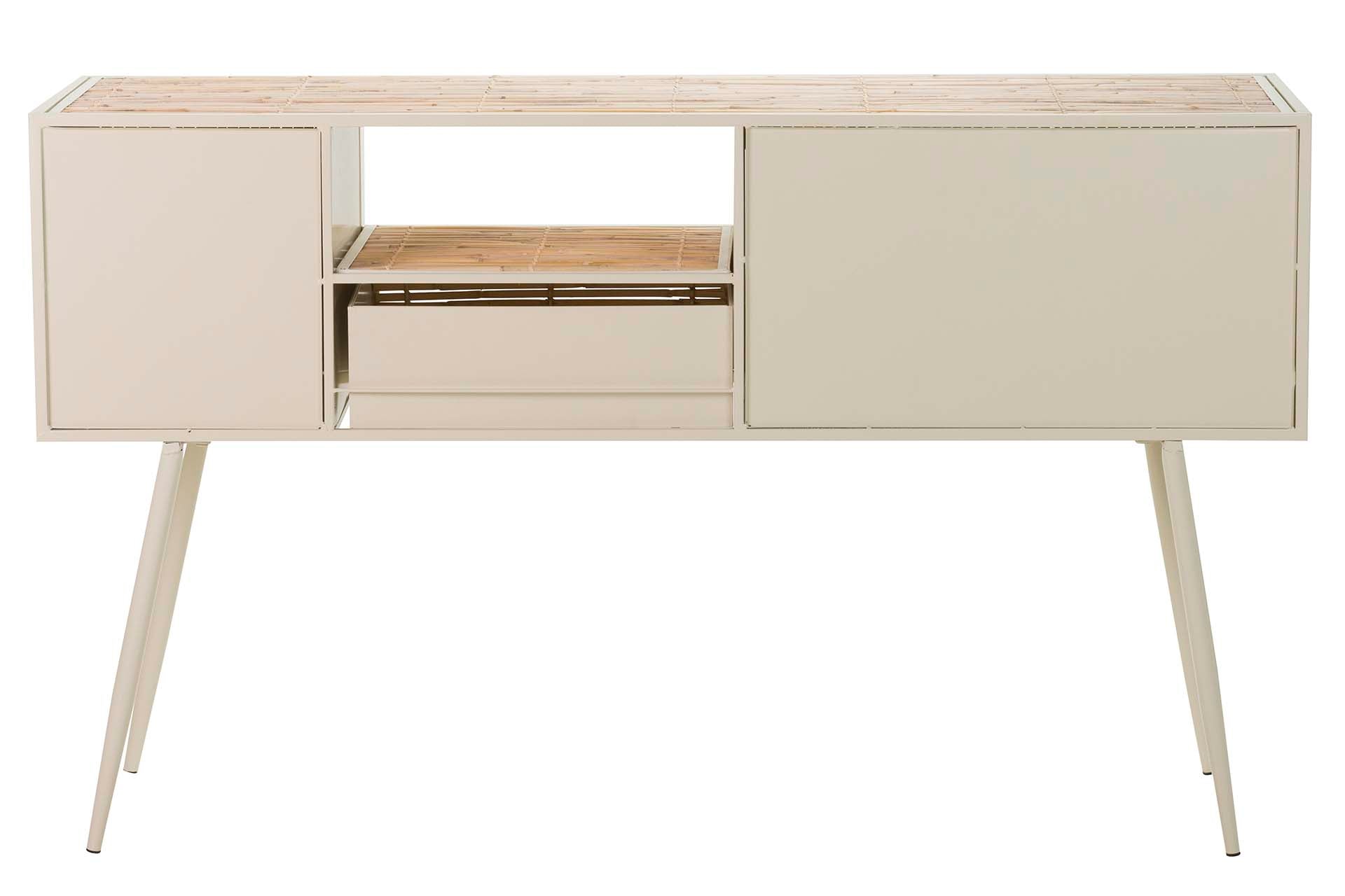 CONSOLA DE METAL DE BAMBU BEGE MARROM 135x41x80 CM