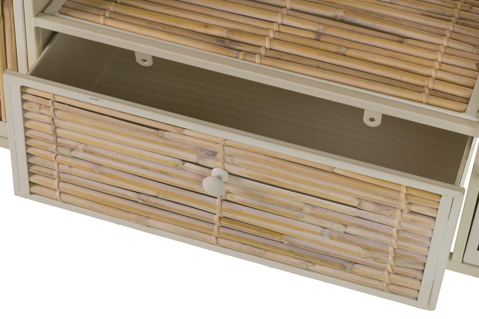 CONSOLA DE METAL DE BAMBU BEGE MARROM 135x41x80 CM