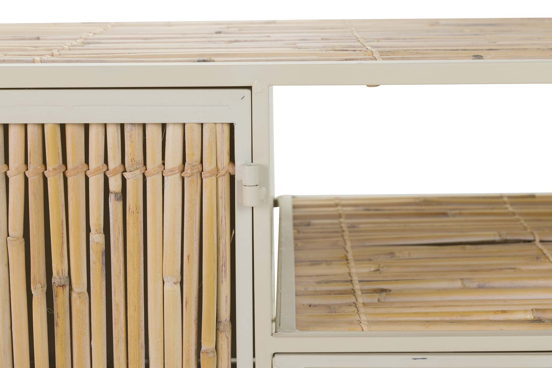 CONSOLA DE METAL DE BAMBU BEGE MARROM 135x41x80 CM