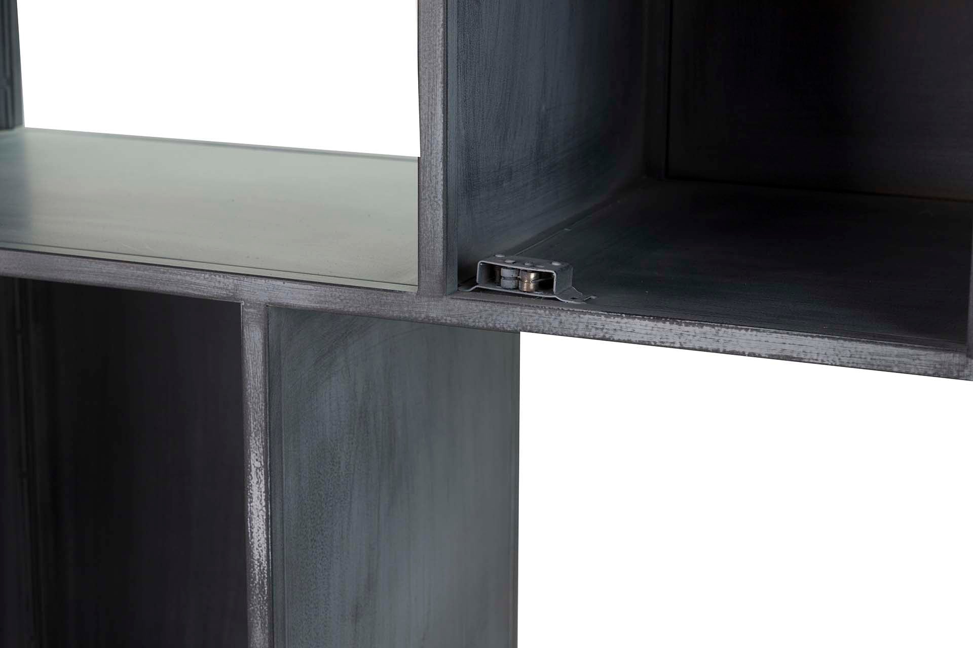 LIBRERO METAL BAMBU AZUL MARRON 65x31x186 CM