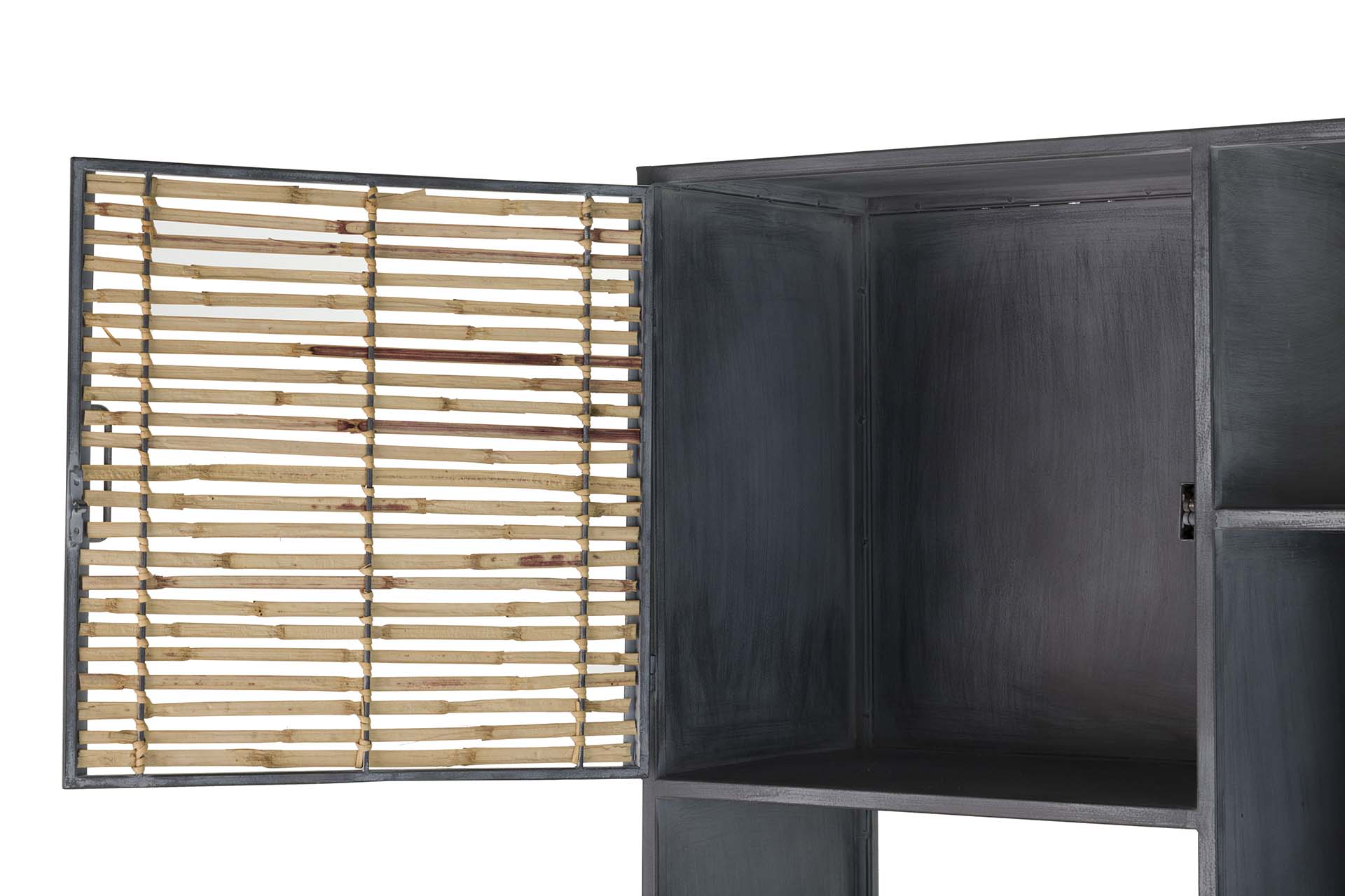 LIBRERO METAL BAMBU AZUL MARRON 65x31x186 CM